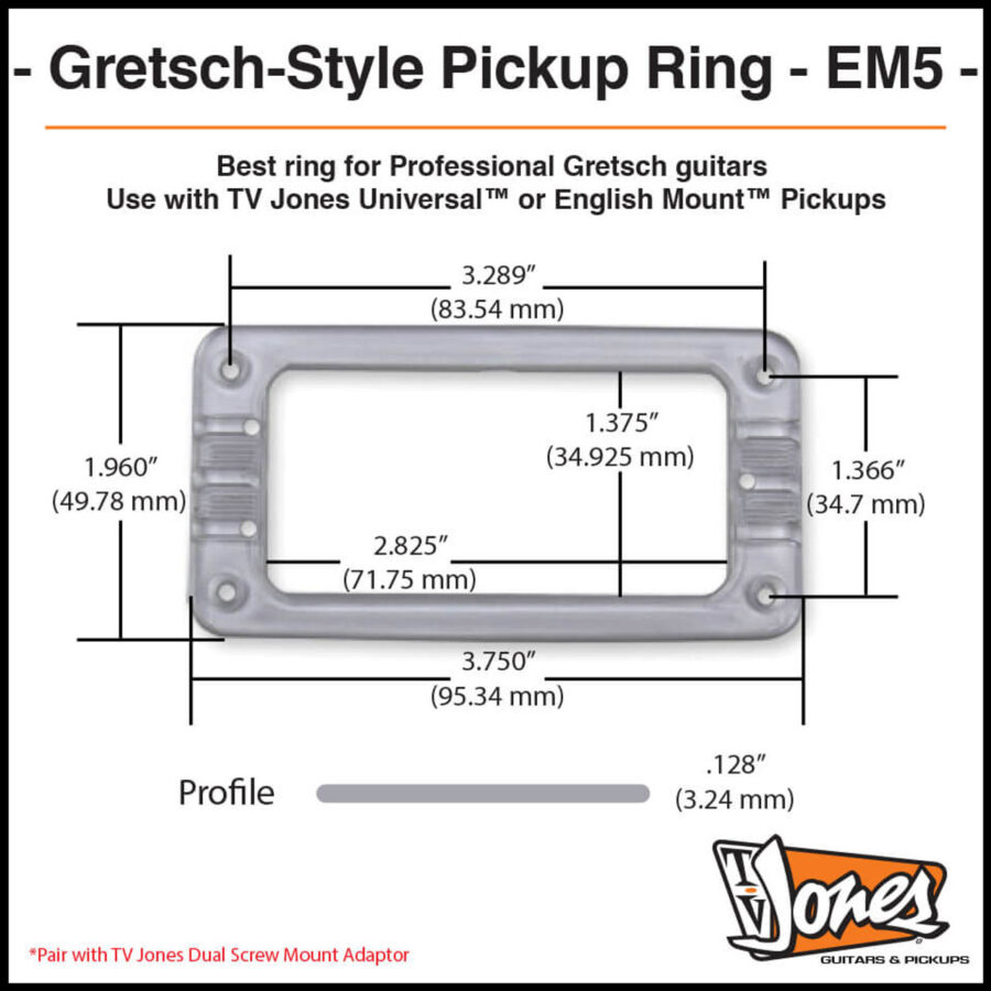 Official EM5 Gretsch-style Dual Screw Pickup Ring with Mounting Screws